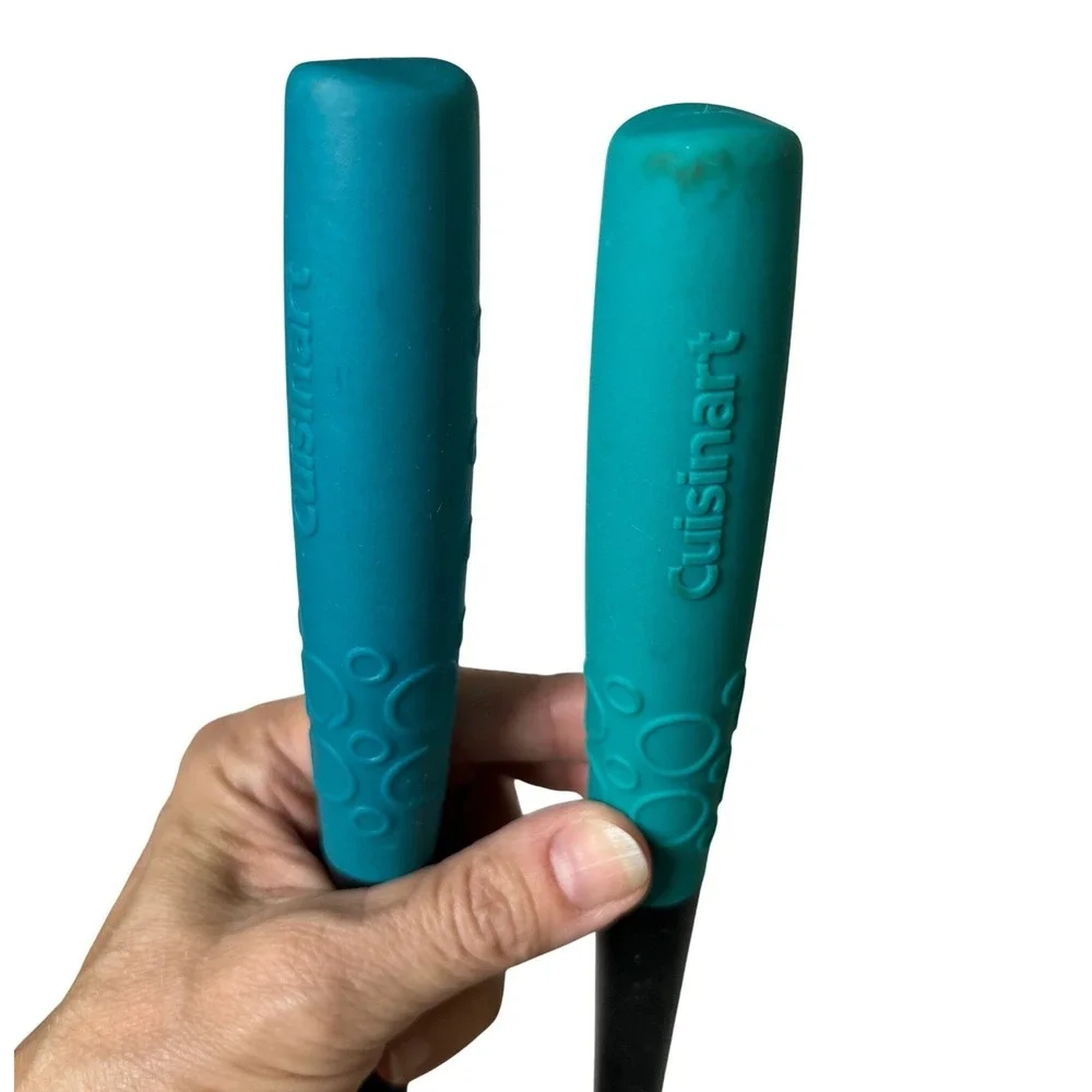 Cuisinart Utensil Set Ladle and Pasta Server‎ Spoon Teal Handle Nonstick Safe